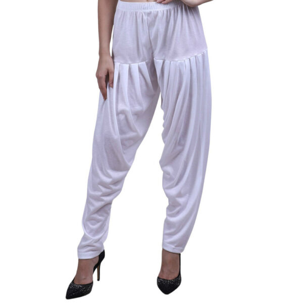MAGILAM Viscose Solid Patiala Pants ( White )