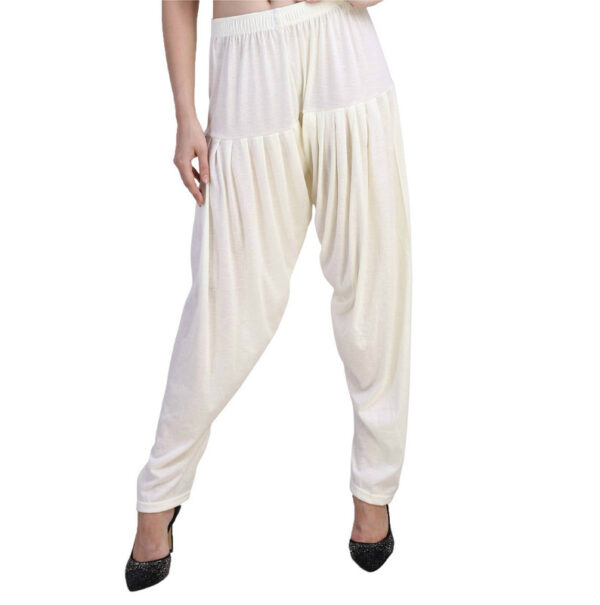 MAGILAM Viscose Solid Patiala Pants ( Cream )