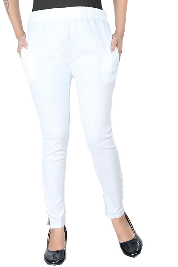 MAGILAM Rayon BioWash ankle length pencil cut pants for womens ; White