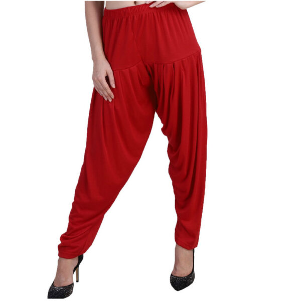 MAGILAM Viscose Solid Patiala Pants ( Tomato Red )
