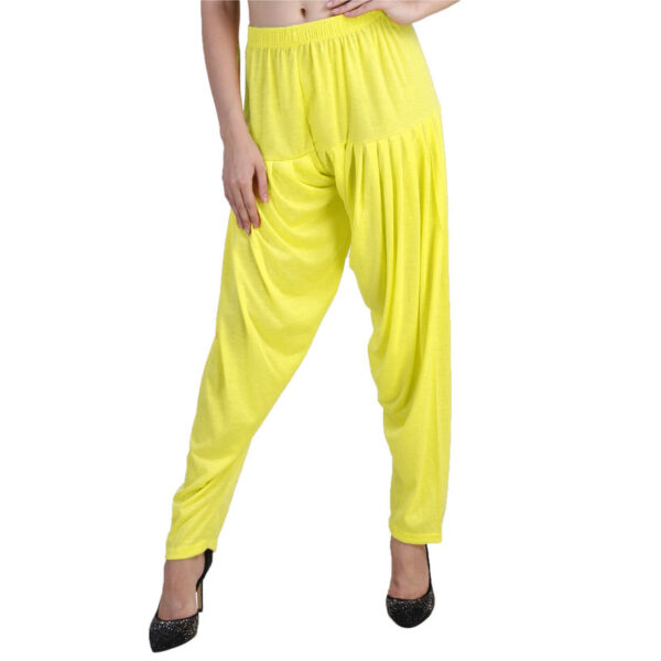 MAGILAM Viscose Solid Patiala Pants ( Lemon Yellow )