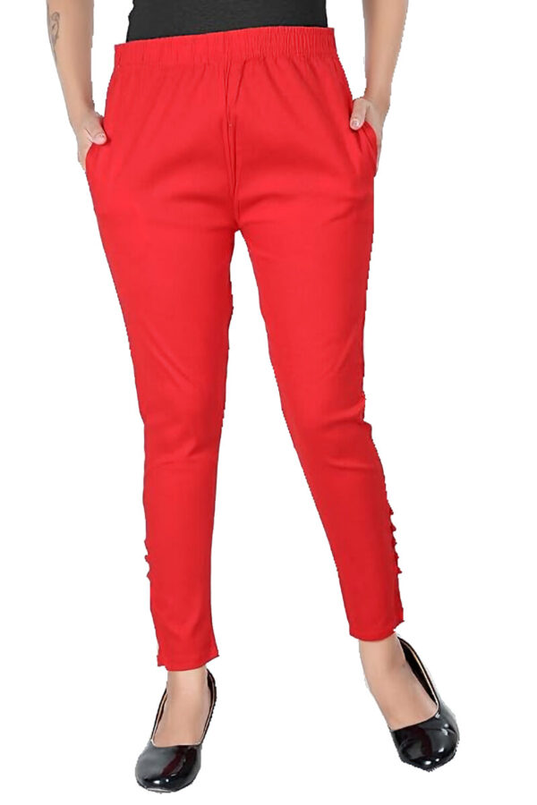 MAGILAM Rayon BioWash ankle length pencil cut pants for womens ; Red